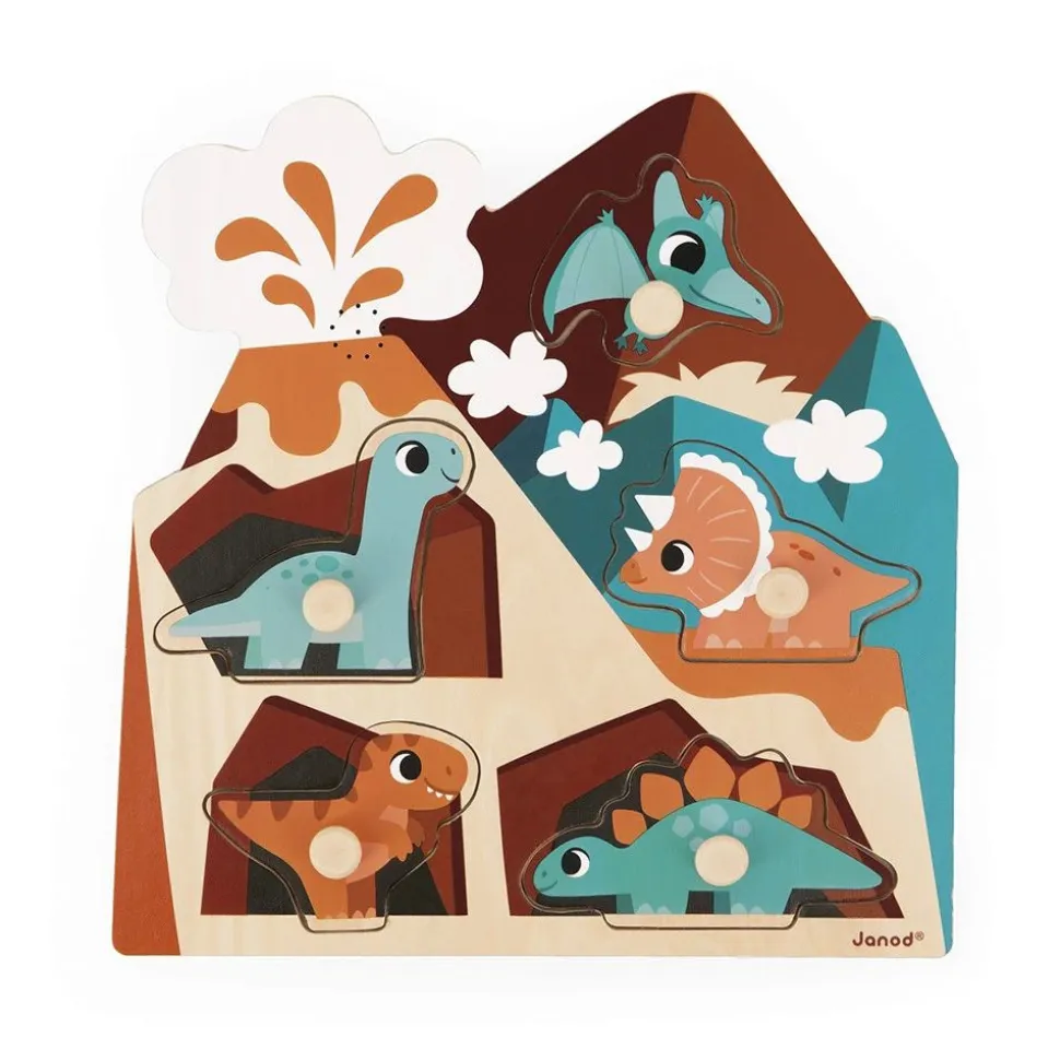 Puzzle sonore en bois enfant 5 pièces dinosaures