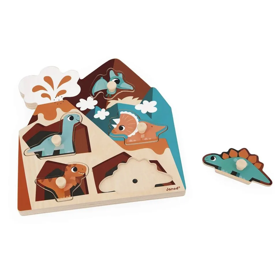 Puzzle sonore en bois enfant 5 pièces dinosaures