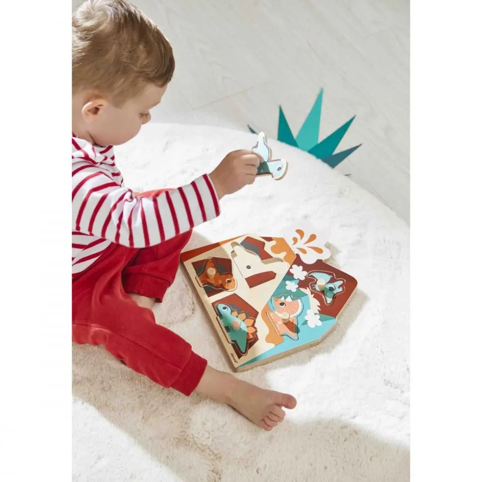 Puzzle sonore en bois enfant 5 pièces dinosaures