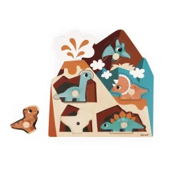 Puzzle sonore en bois enfant 5 pièces dinosaures