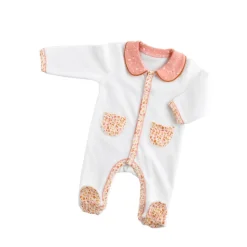 Pyjama bébé blanc 3 mois col motif floral esmée