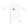 Pyjama bébé velours blanc blue baleine naissance ouverture côté