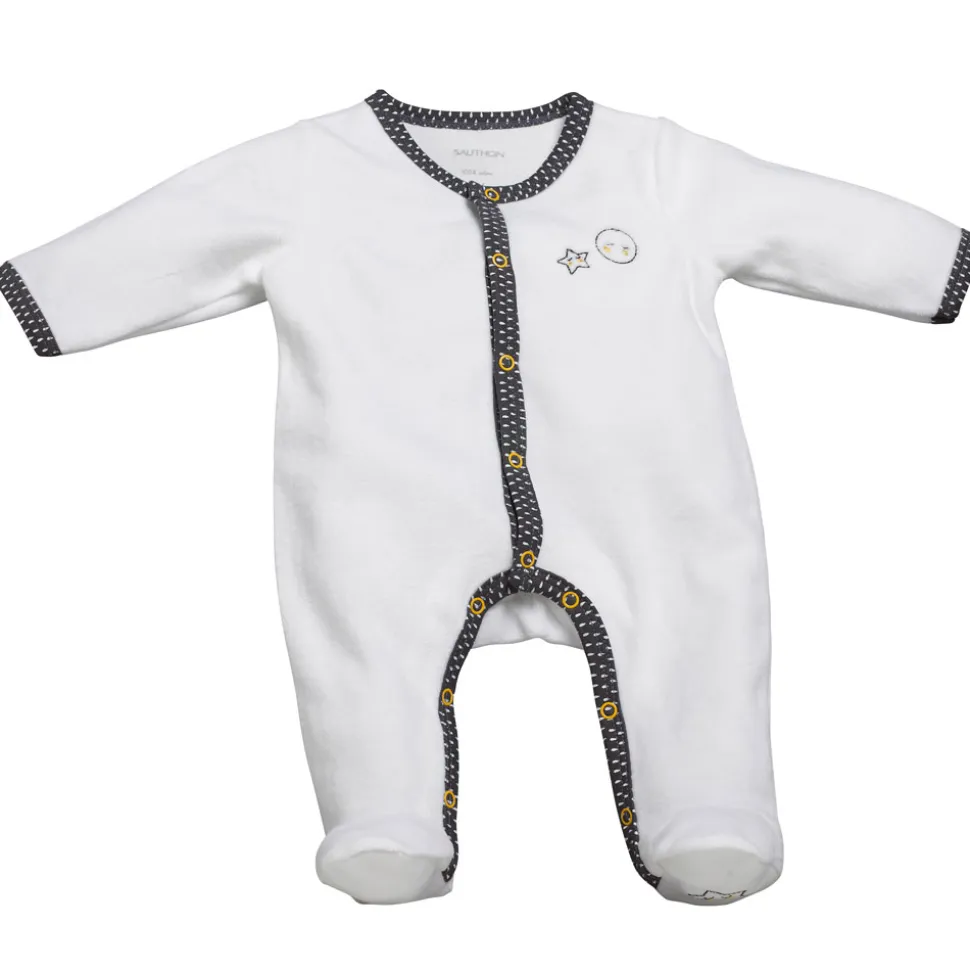 Pyjama bébé velours blanc/gris babyfan naissance