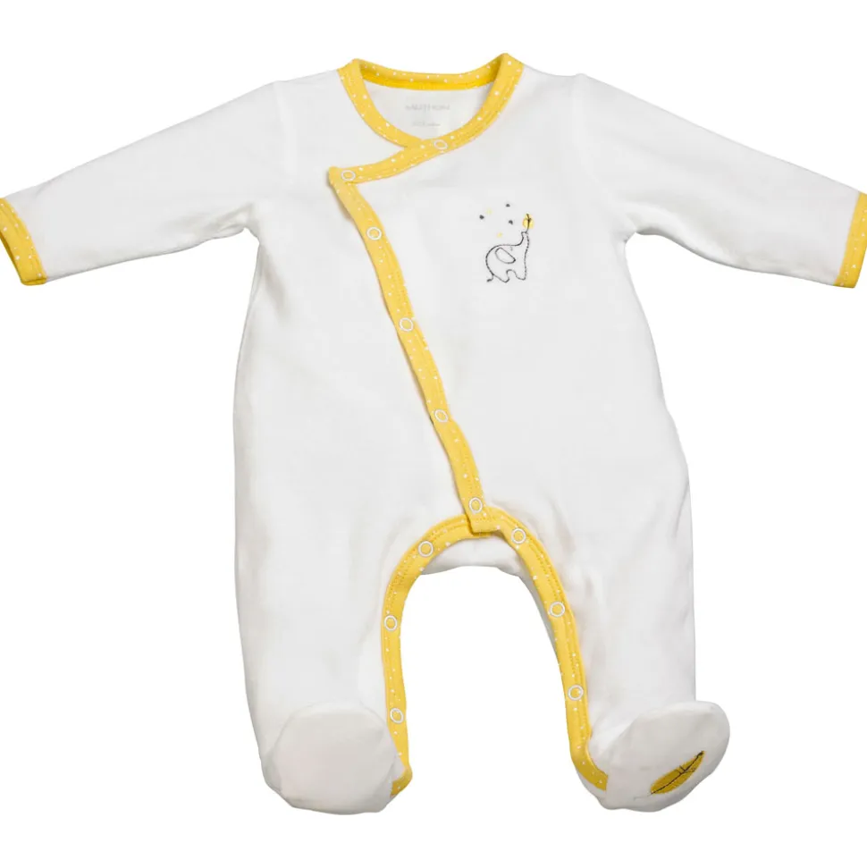 Pyjama bébé velours blanc/jaune babyfan 1 mois