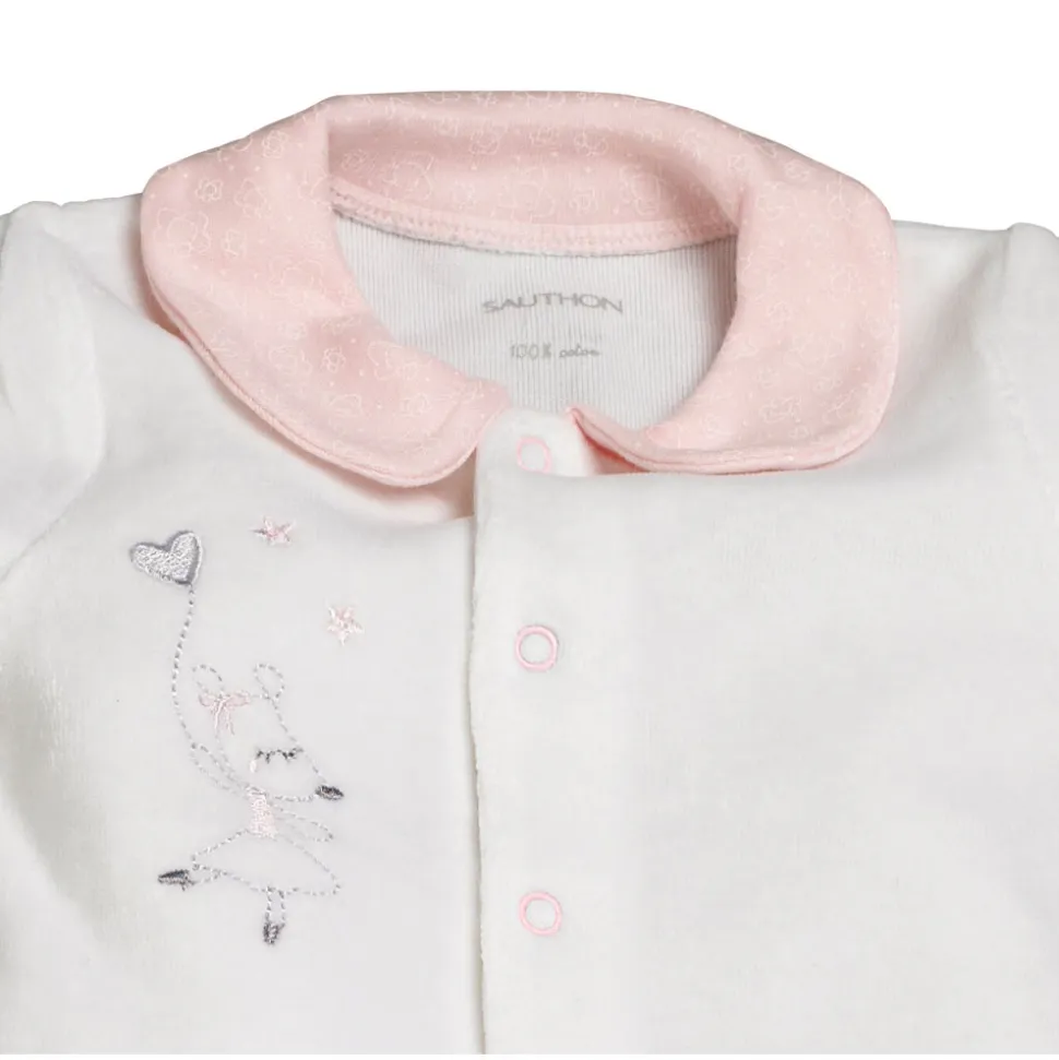 Pyjama bébé velours blanc 3 mois lilibelle