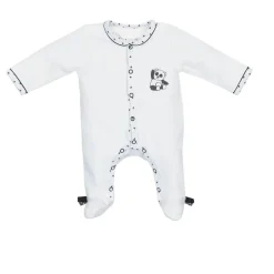 Pyjama bébé velours blanc 3 mois ouverture devant panda chao chao