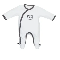 Pyjama bébé velours blanc 3 mois ouverture côté panda chao chao