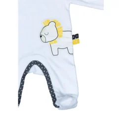 Pyjama bébé velours lion pluche et pompon 3 mois