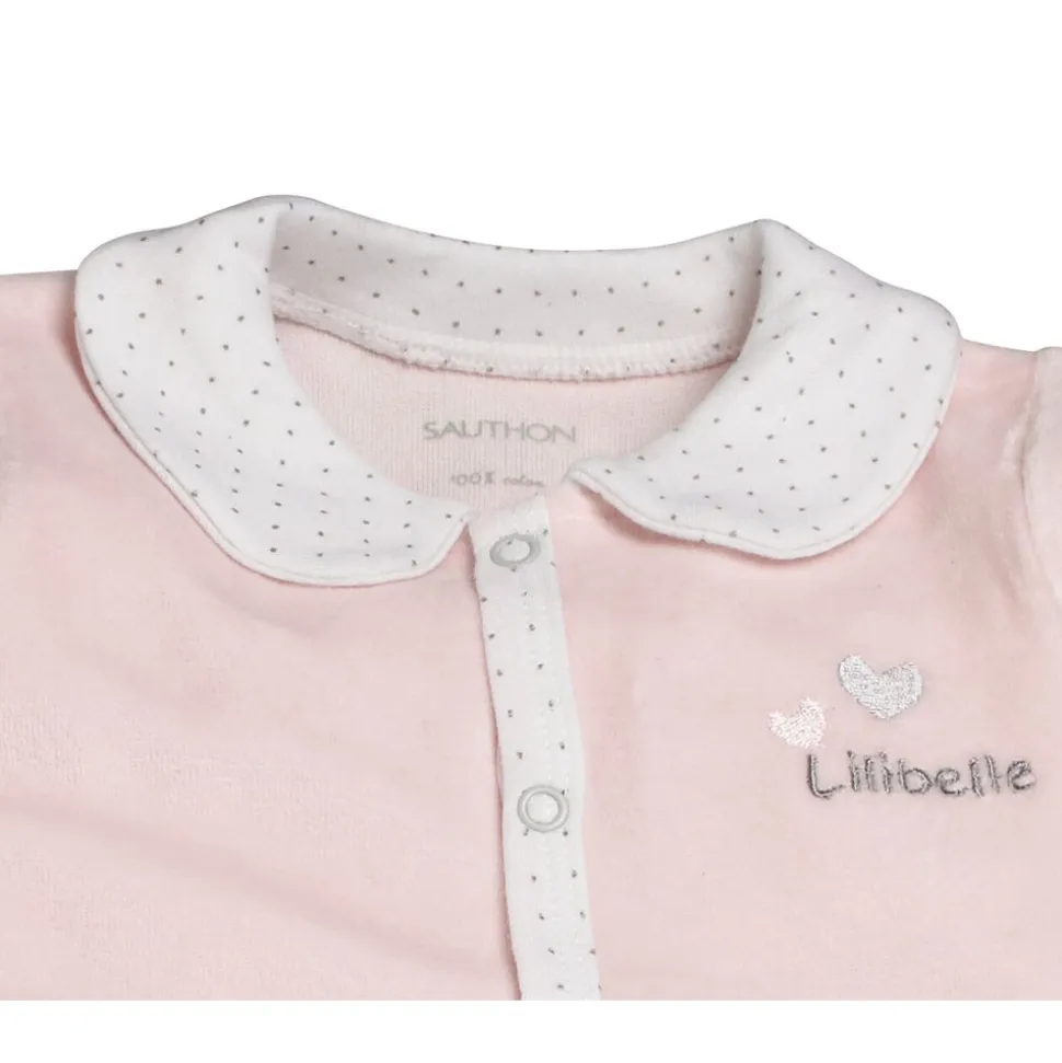 Pyjama bébé velours rose lilibelle naissance