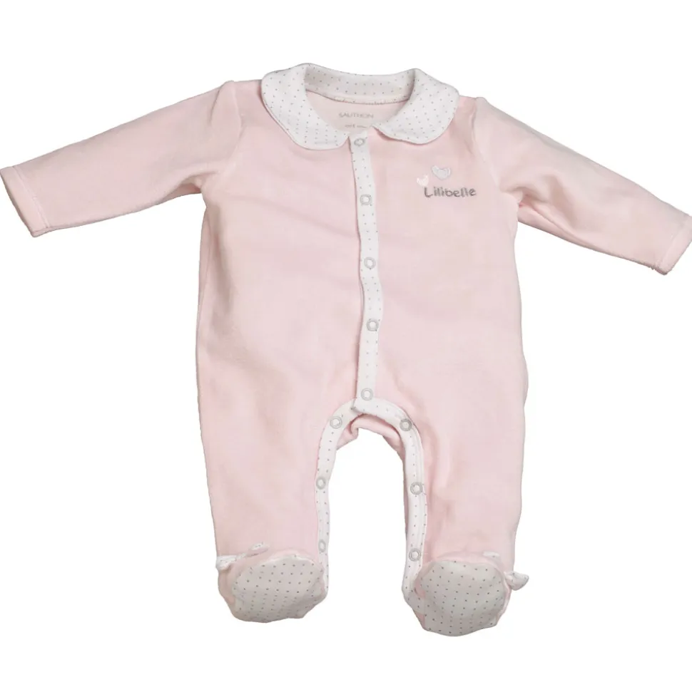 Pyjama bébé velours rose lilibelle 3 mois