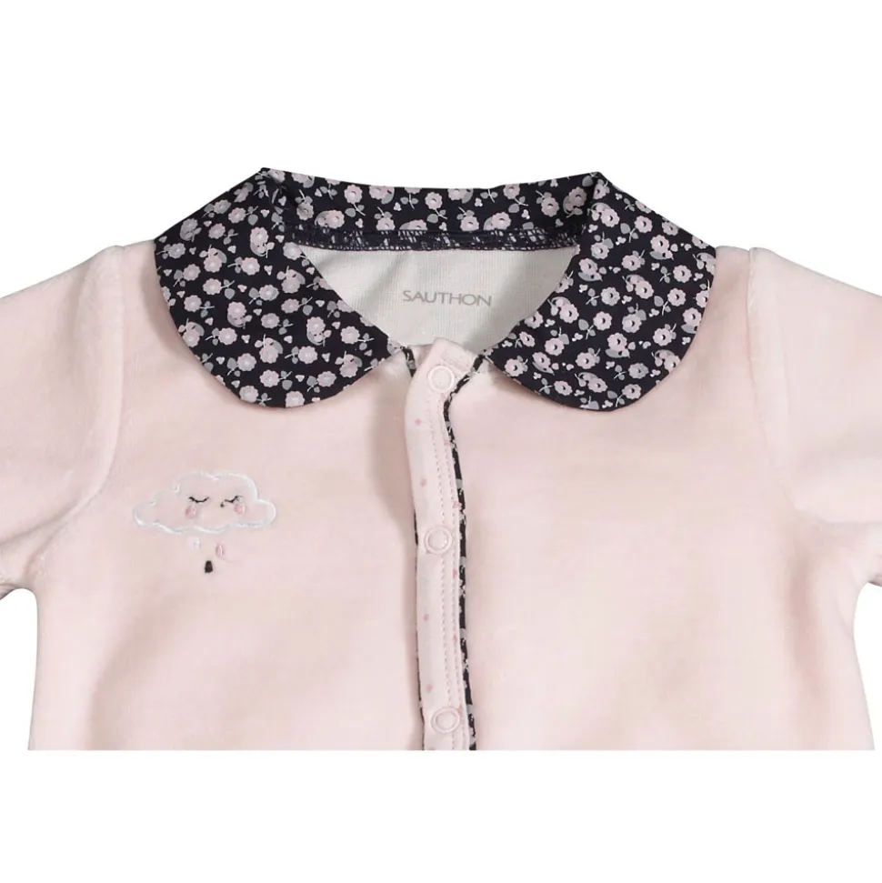Pyjama bébé velours rose miss fleur de lune 3 mois