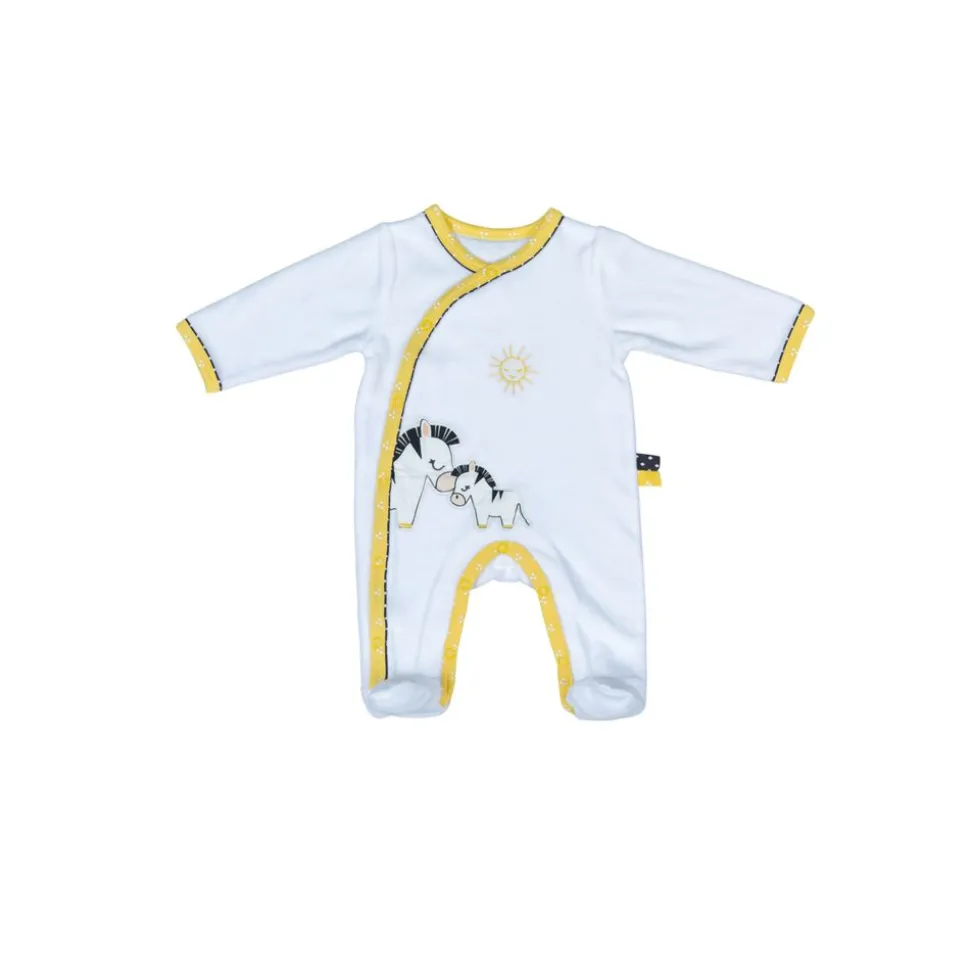Pyjama bébé velours zebre pluche et pompon 3 mois