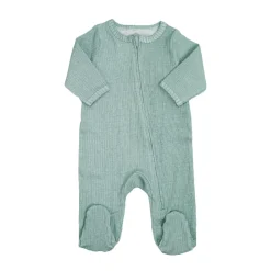 Pyjama coton zip 3 mois sauge