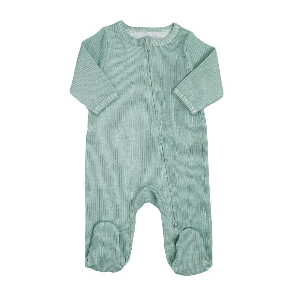 Pyjama coton zip 3 mois sauge