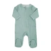 Pyjama coton zip 1 mois sauge