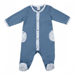 Pyjama hiver en maille bouclette pierre bleue - forêt enchantée - 3 mois