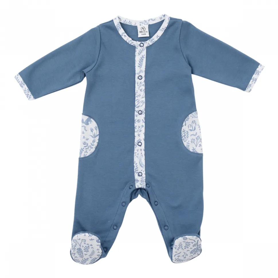 Pyjama hiver en maille bouclette pierre bleue - forêt enchantée - 3 mois