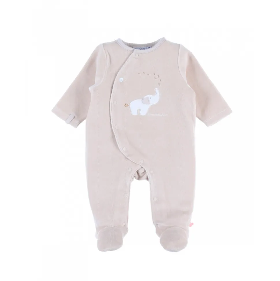 Pyjama velours beige bali 1 mois - bali, moka & snow