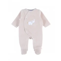 Pyjama velours beige bali 6 mois - bali, moka & snow