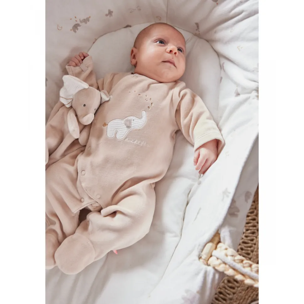Pyjama velours beige bali naissance - bali, moka & snow