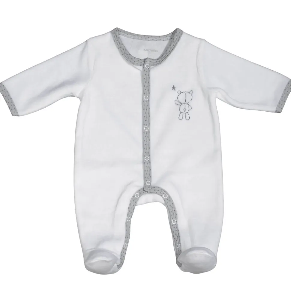 Pyjama velours blanc ours céleste 1 mois