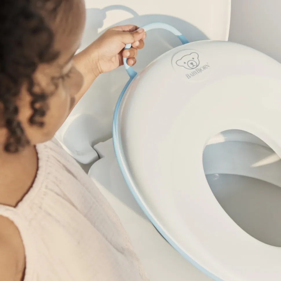 Réducteur de toilette blanc et turquoise