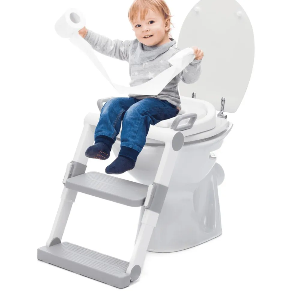 Réducteur toilette avec marche gris