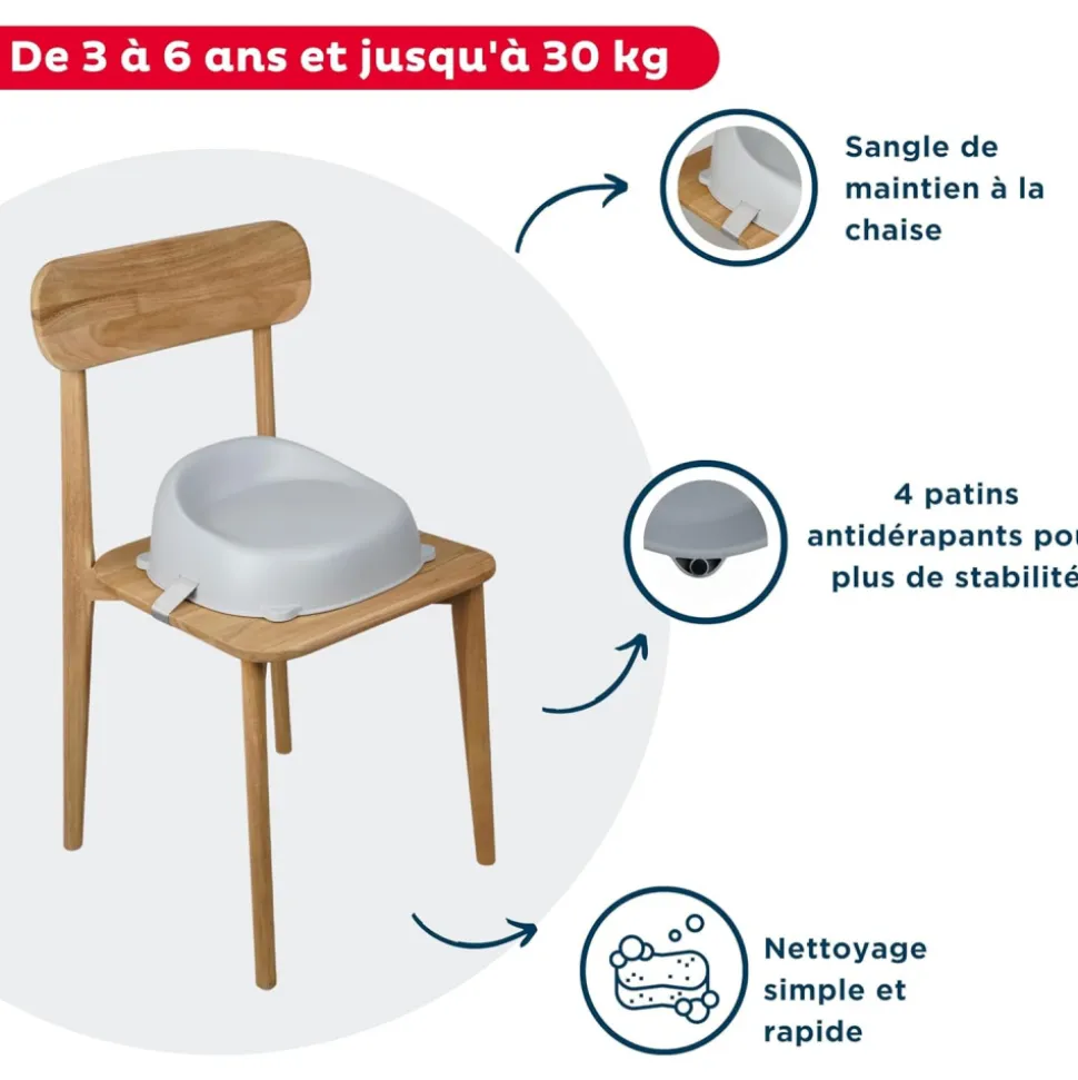 Rehausseur de chaise easy gris velours
