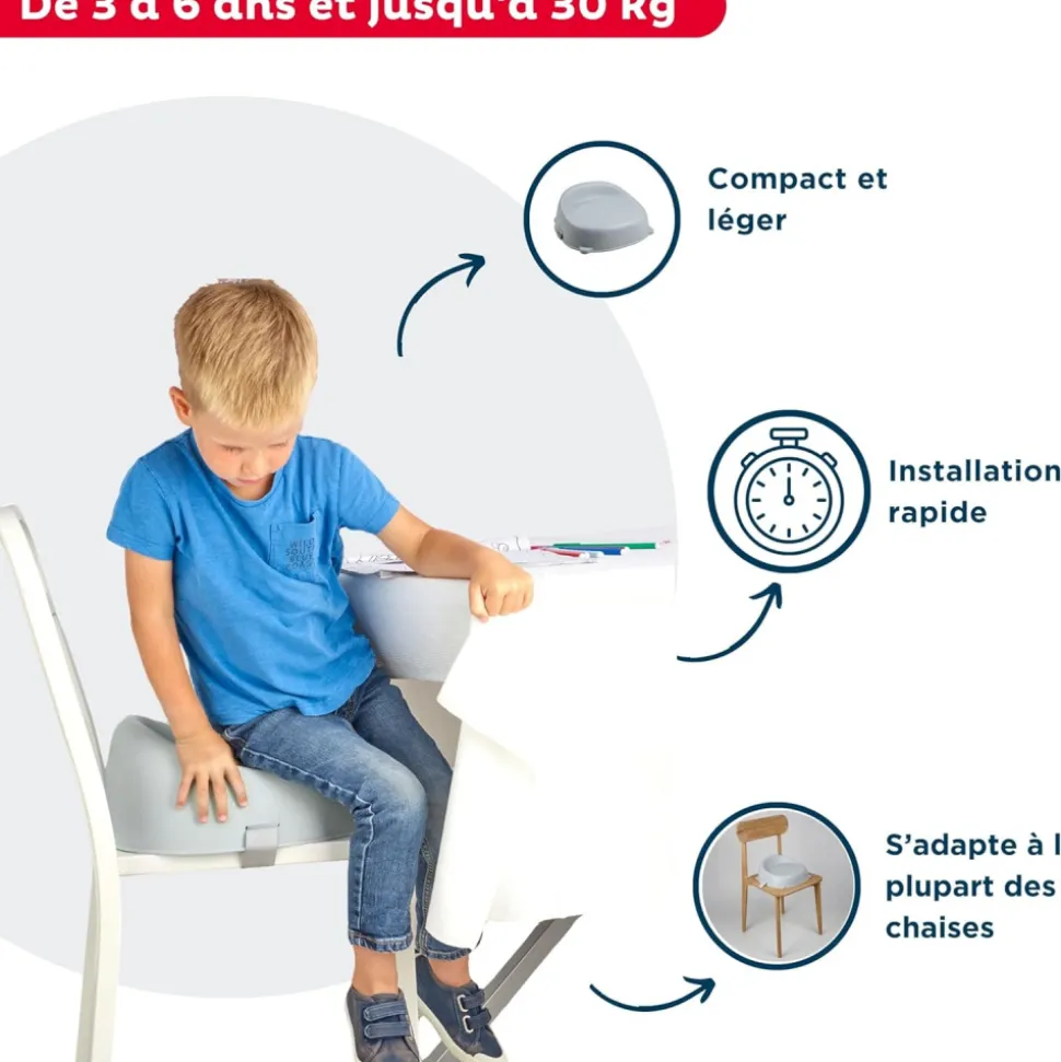 Rehausseur de chaise easy gris velours