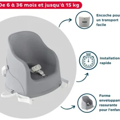 Rehausseur de chaise tudi gris velours