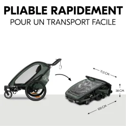 Remorque de vélo byke n walk duo dark green