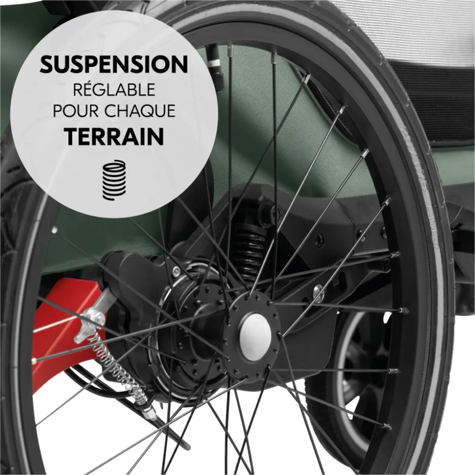 Remorque de vélo byke n walk duo dark green