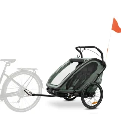 Remorque de vélo byke n walk duo dark green