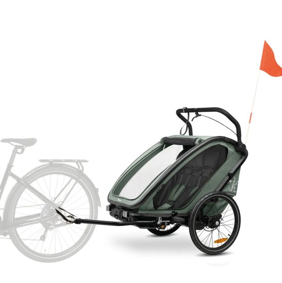 Remorque de vélo byke n walk duo dark green