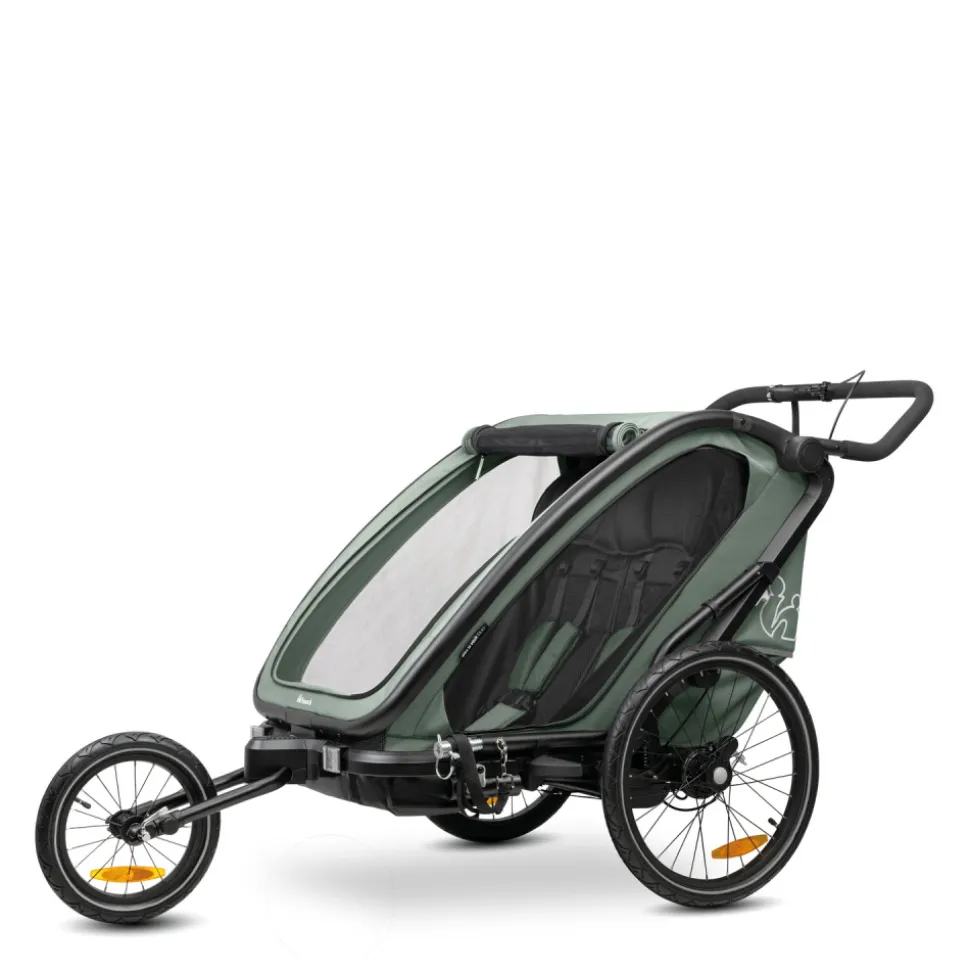 Remorque de vélo byke n walk duo dark green