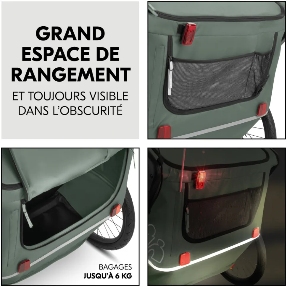 Remorque de vélo byke n walk duo dark green