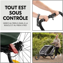 Remorque de vélo byke n walk duo dark green