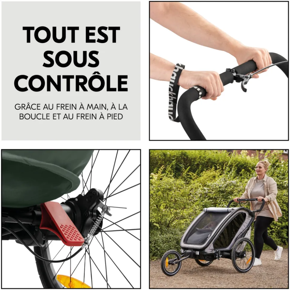 Remorque de vélo byke n walk duo dark green