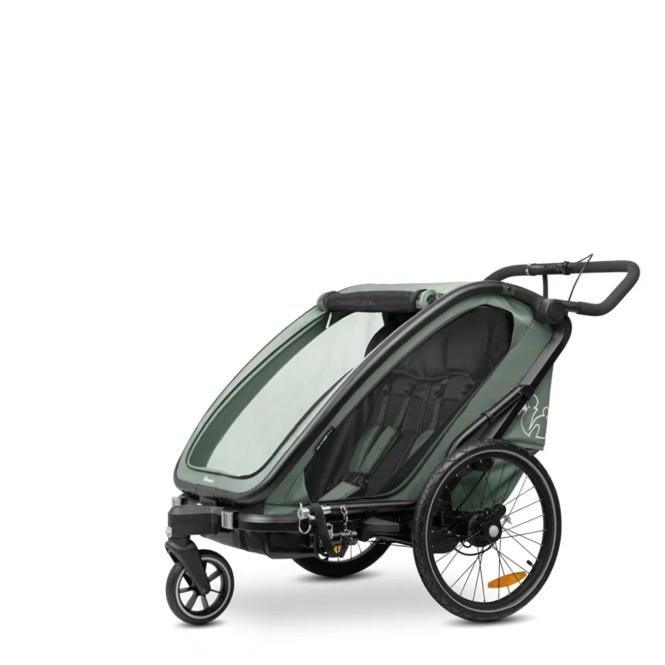 Remorque de vélo byke n walk duo dark green