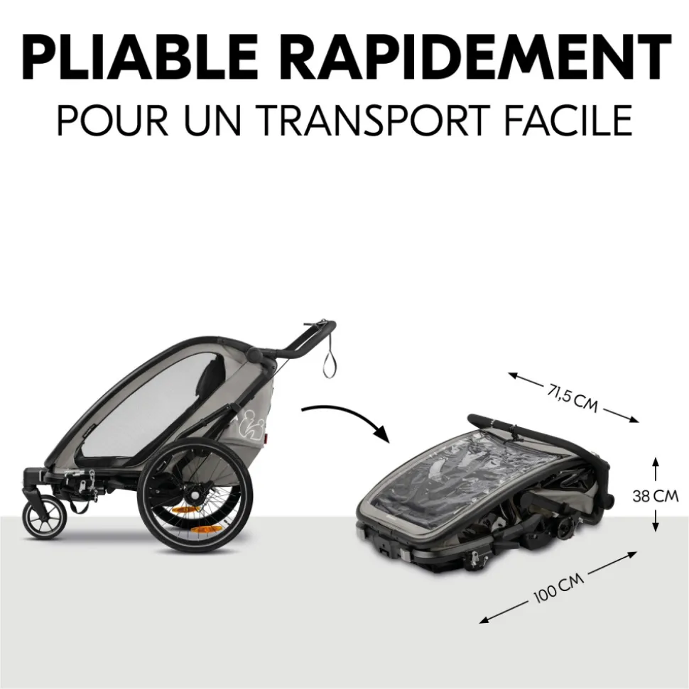 Remorque de vélo dryk duo light grey