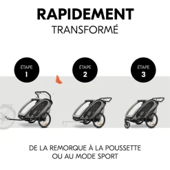Remorque de vélo dryk duo light grey