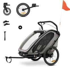 Remorque de vélo dryk duo light grey