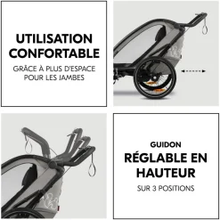 Remorque de vélo dryk duo light grey