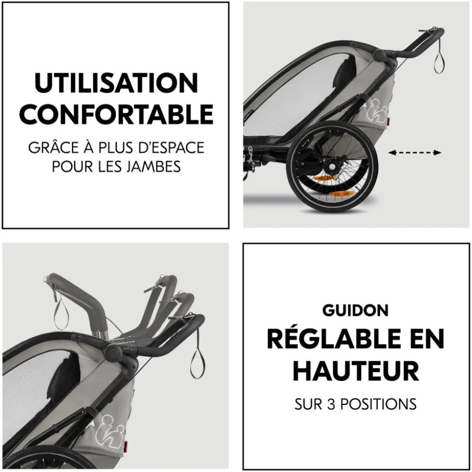 Remorque de vélo dryk duo light grey