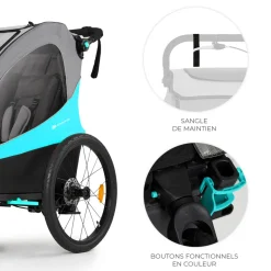 Remorque vélo enfant 3en1 nava bleu
