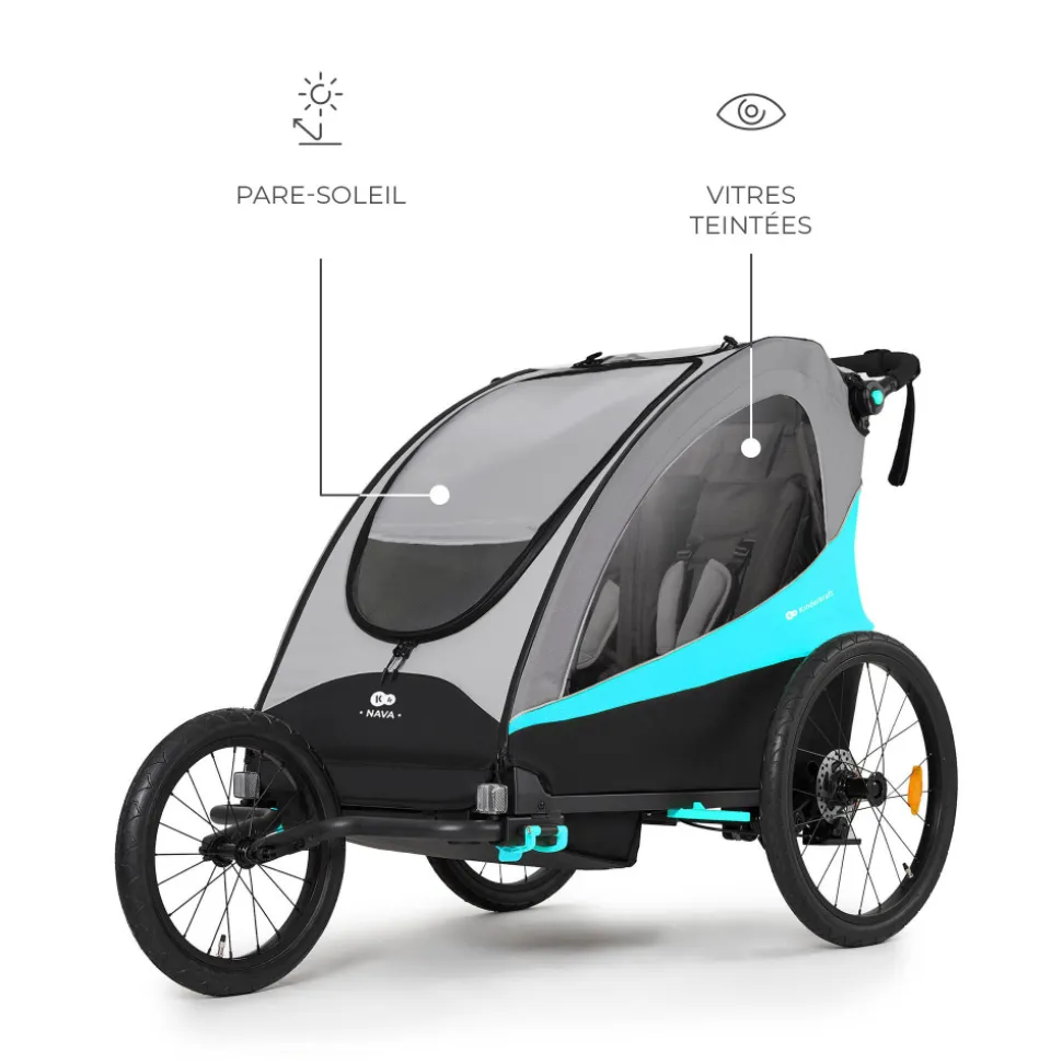 Remorque vélo enfant 3en1 nava bleu