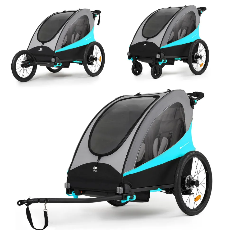Remorque vélo enfant 3en1 nava bleu