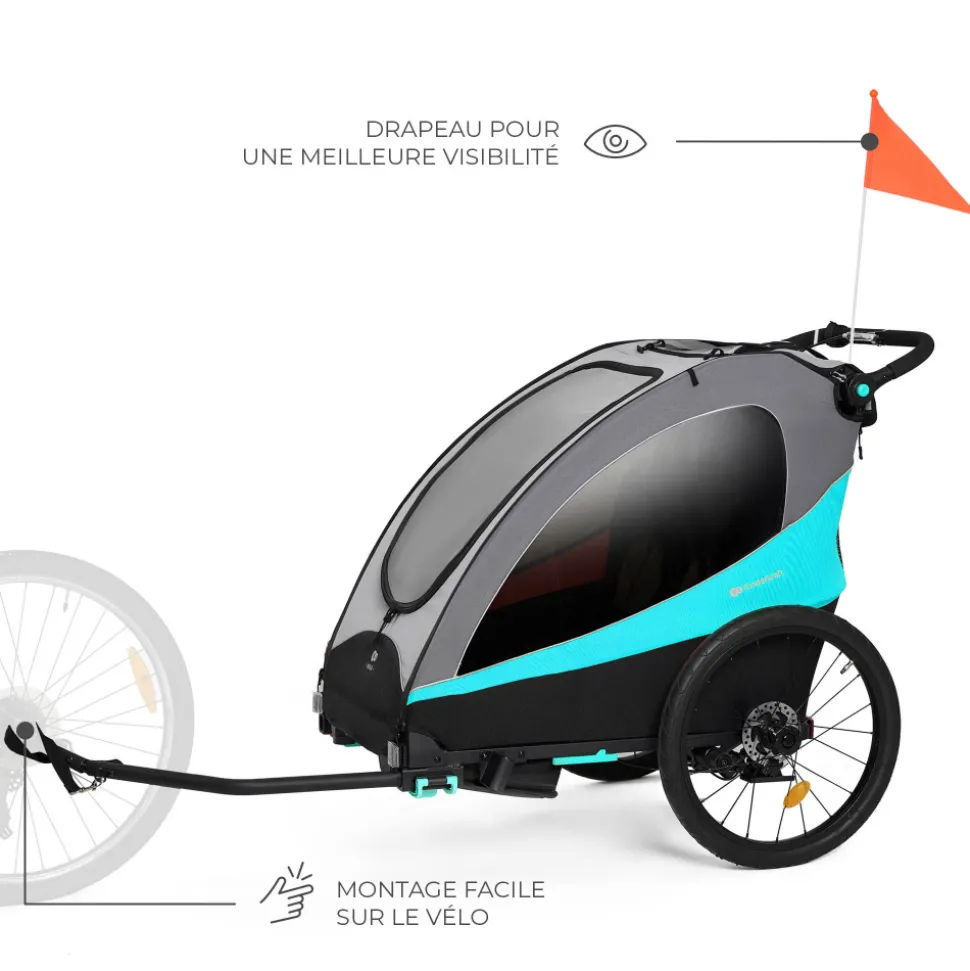 Remorque vélo enfant 3en1 nava bleu