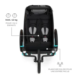 Remorque vélo enfant 3en1 nava bleu