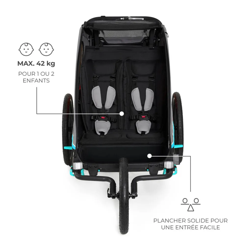 Remorque vélo enfant 3en1 nava bleu